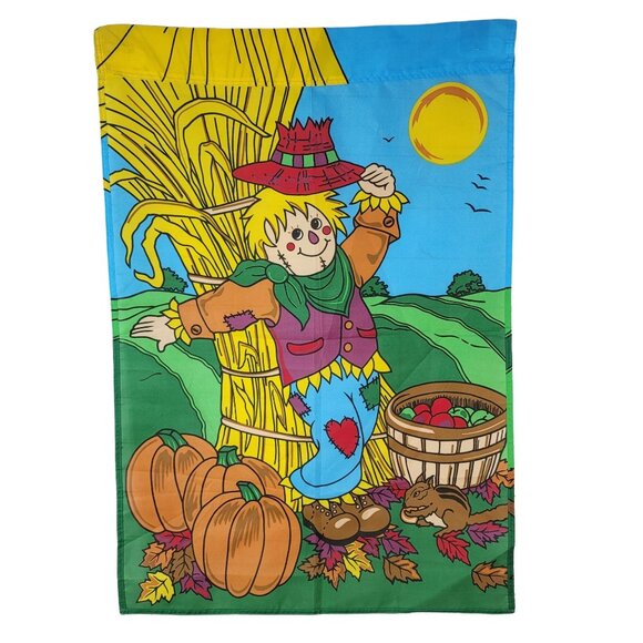 New Creative Harvest Scarecrow Flag Multicolor 41x28 Autumn Fall Banner 1999 VTG - Picture 4 of 6